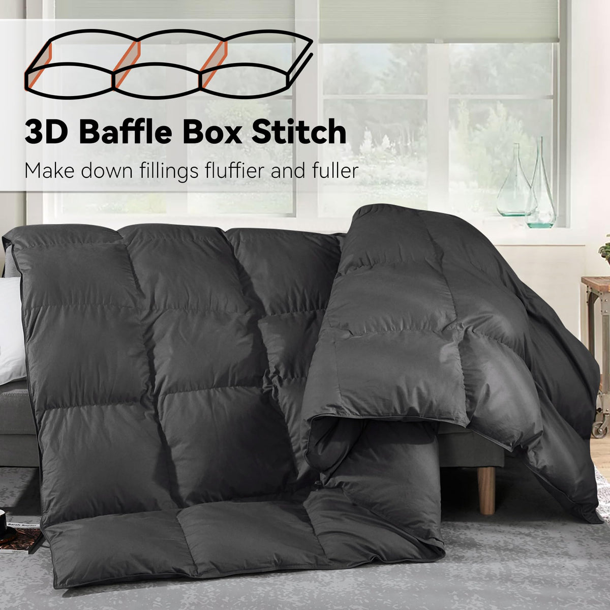 Premium Down Comforter, Dark Grey Duvet Insert All Season