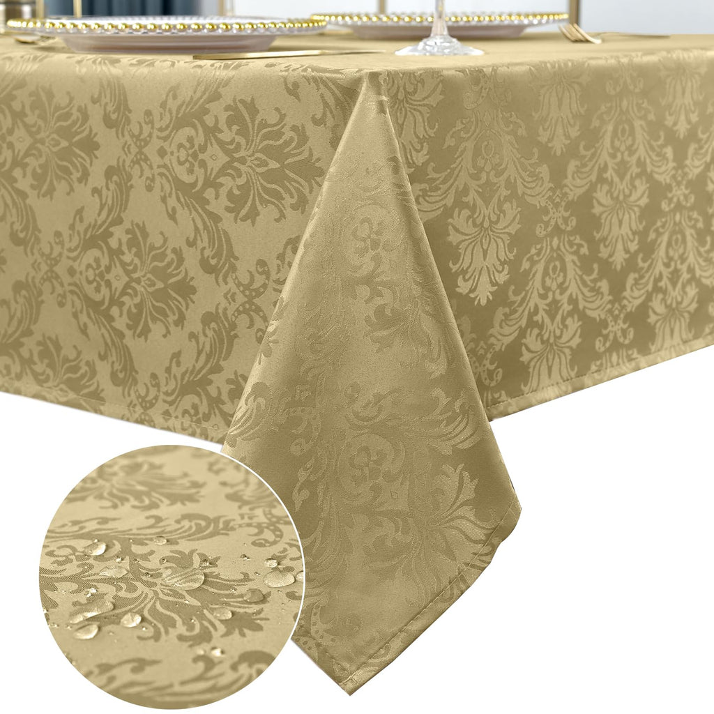 Golden Yellow Fall Jacquard Tablecloth, 60 x 102 Inch Rectangle