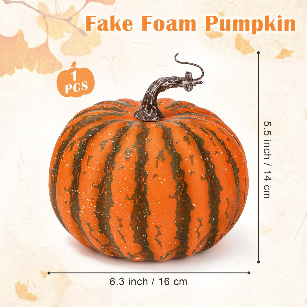 6.3 Inch Artificial Pumpkin Orange Fake Foam Pumpkins for Craft