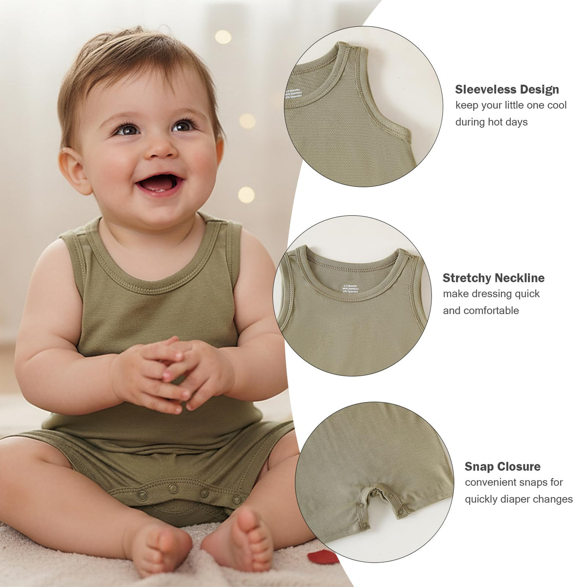 Viscose made from Bamboo Baby Boy Sleeveless Romper 2 Pack