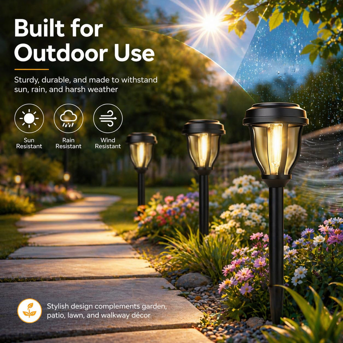 12 Pack Solar Lights Outdoor, Solar Pathway Lights Auto On/Off Waterproof Garden Landscape Lighting for Path, Yard