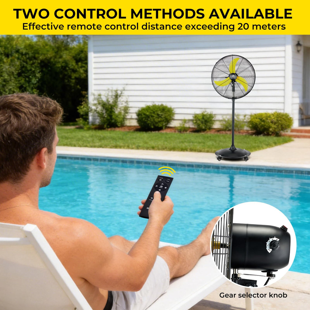 20" Outdoor Oscillating Pedestal Fan,Quiet,High Velocity