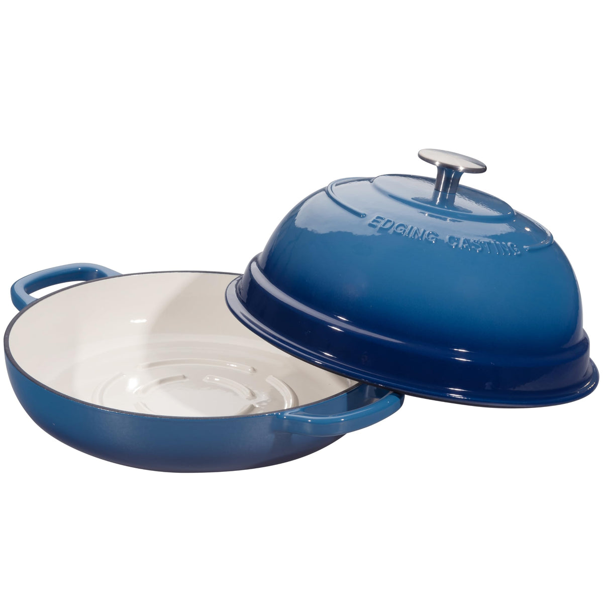 Enameled Cast Iron Dutch Oven Pot with Lid, Round Bread Oven made Sourdough Bread Baking, 6 Quart, Lake Blue