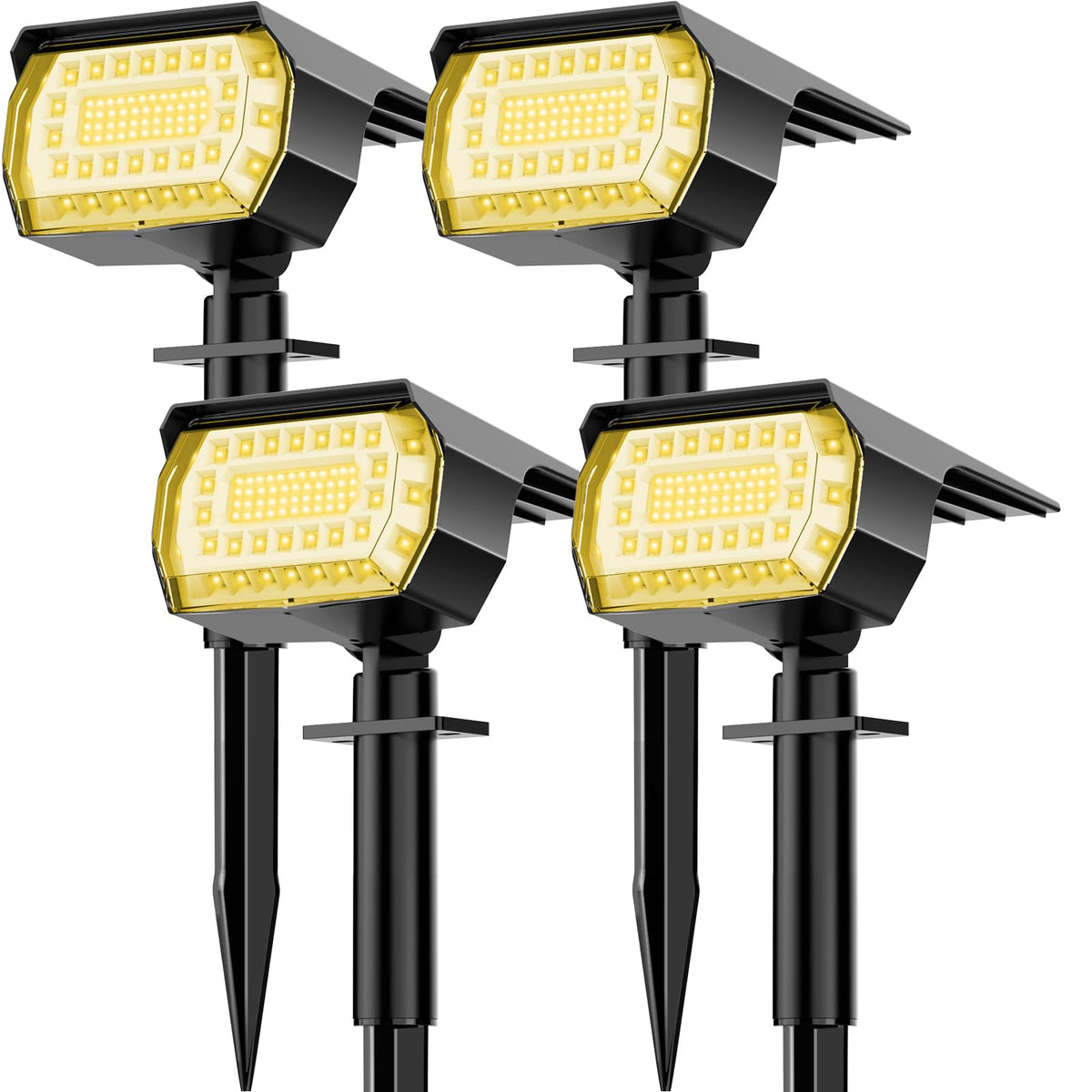 Solar Spot Lights Outdoor IP67 Waterproof, 4 Pack/76 LED, Warm White