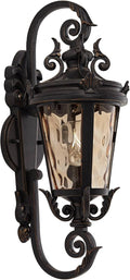 Marseille 19" Bronze Scroll Outdoor Wall Light with Champagne Hammered Glass
