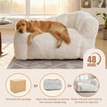 Dog Sofa Couch for Large Medium Dogs up to 130 Lbs, Memory Foam Pets Sofa with Faux Fur Fabric Beige