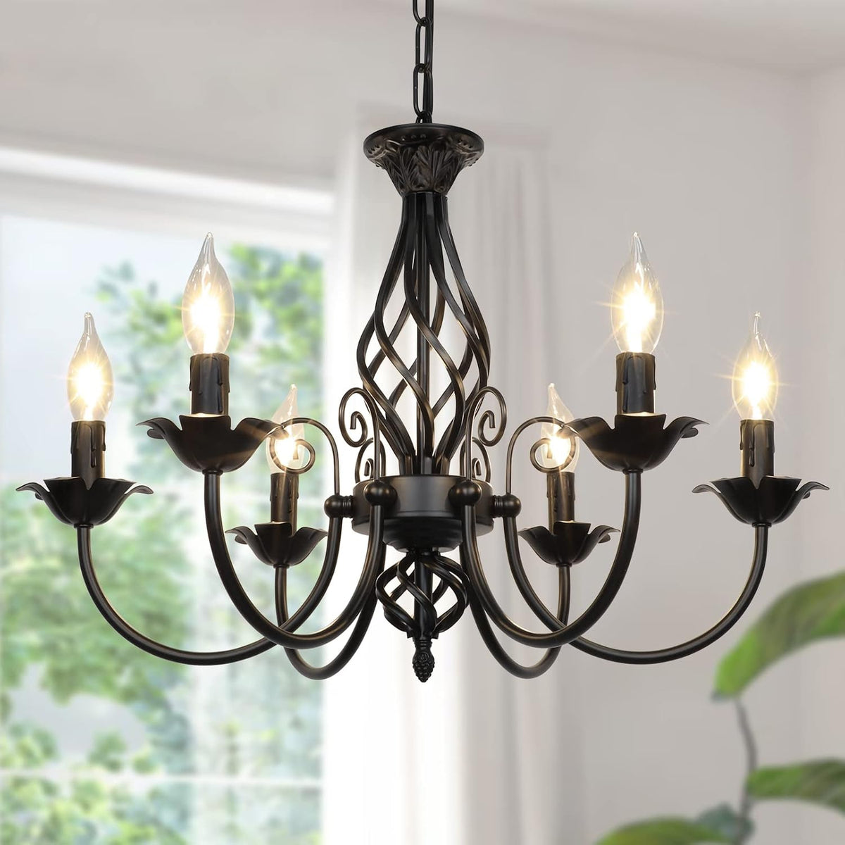 6-Light Farmhouse Candle Chandelier