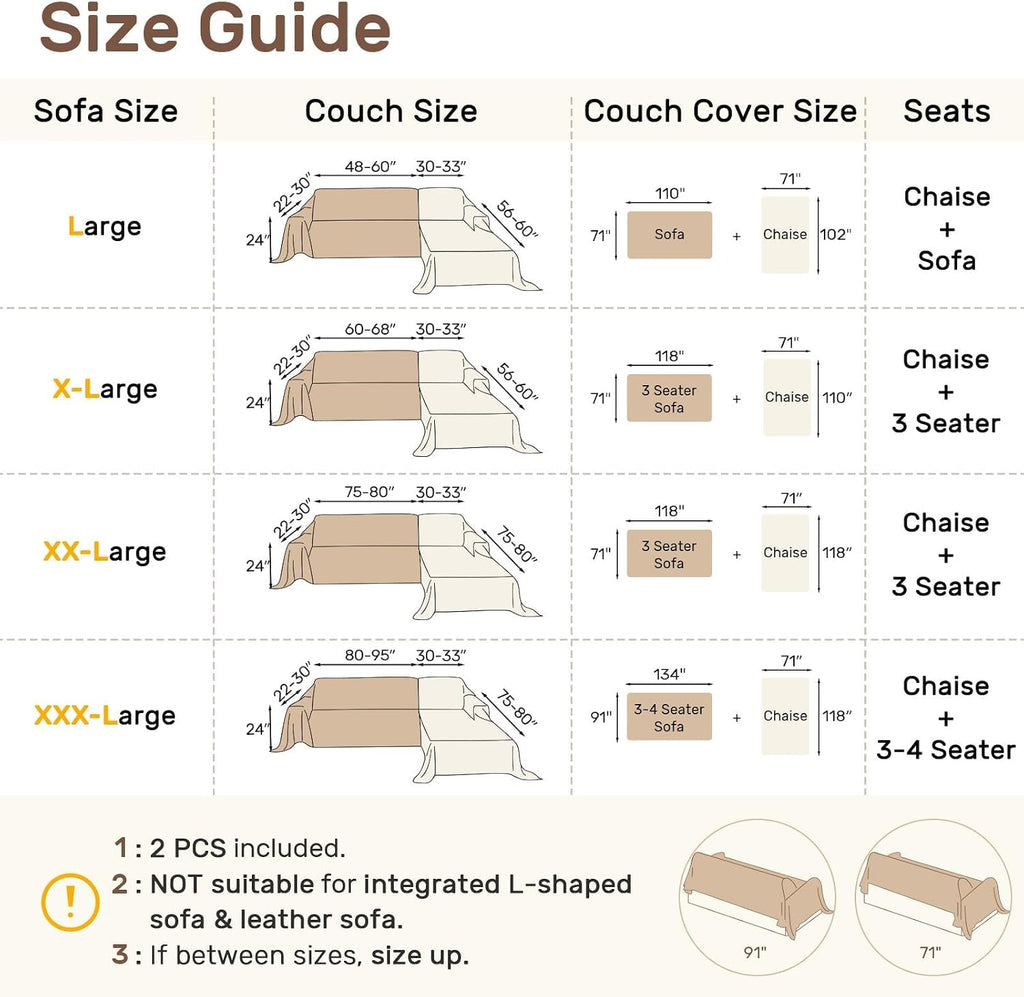 2 Pieces Sectional Couch Covers L Shaped Cover XL Charcoal Gray