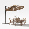 10ft Solar LED Patio Umbrella, Round Cantilever Outdoor Umbrella with Solar Lights and 360-Degree Rotation