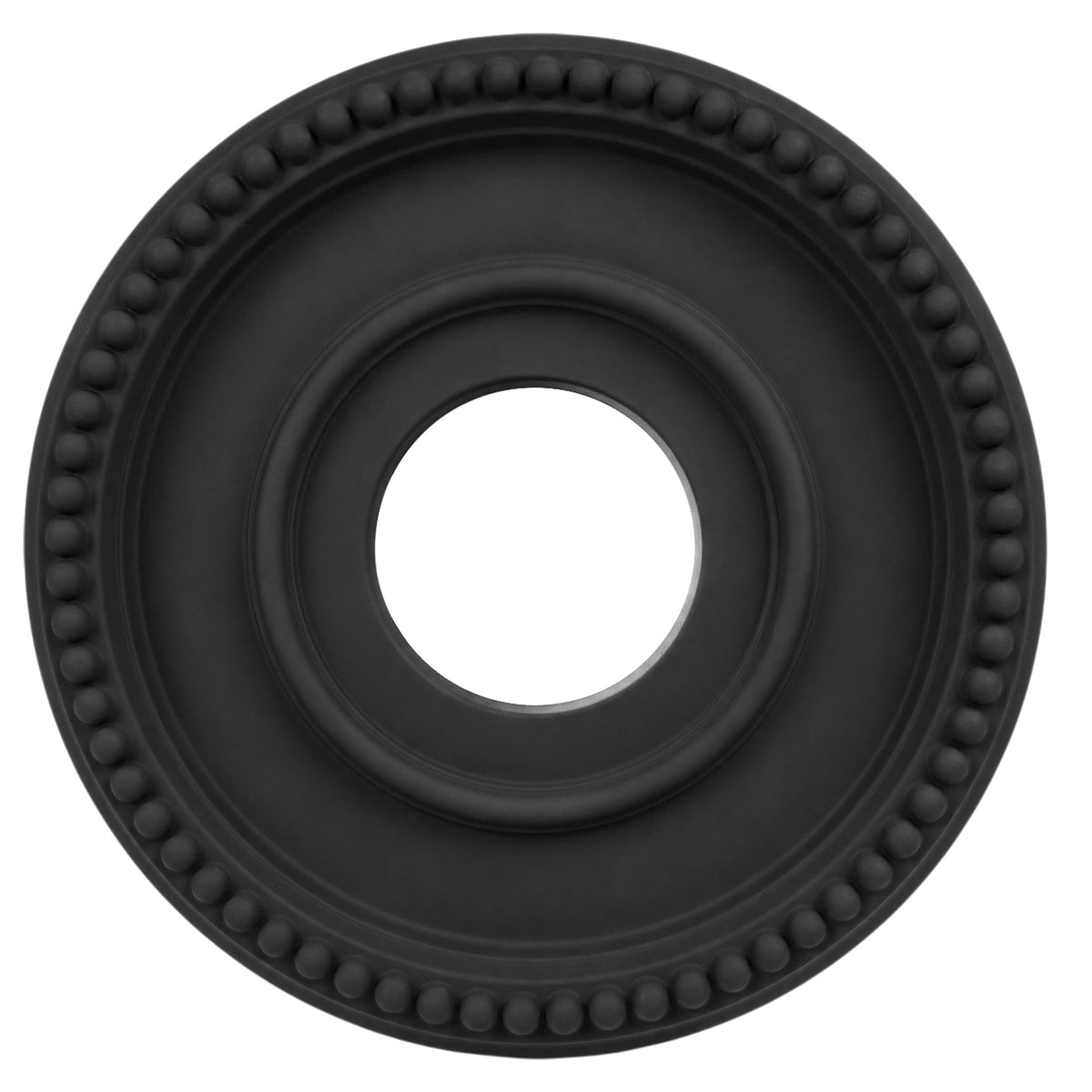 12 Inch OD x 4inch ID Black Ceiling Medallion Plate - PU Plastic Decorative Cover for Fan, Light Fixtures, Chandelier