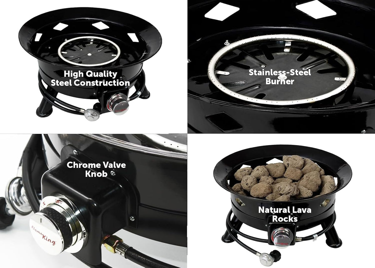 Smokeless Propane Fire Pit, 24-inch Portable Firebowl, 58K BTU with Self Igniter, Cover, & Carry Straps for RV