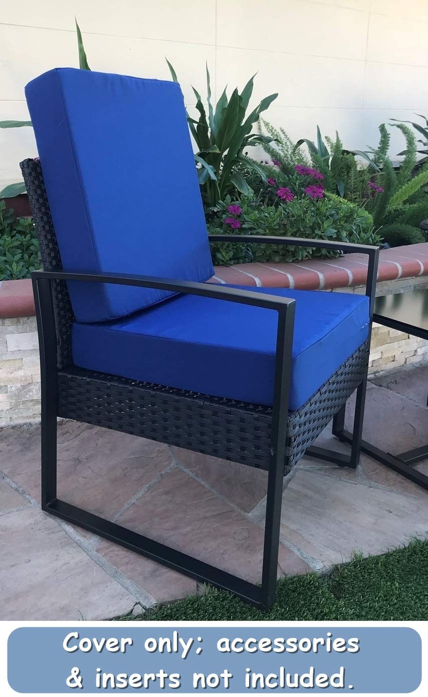 Indoor Outdoor Water Repellent High UV Resistant Patio Chair Cushion Cover (Majestic Royal, 22"x22"x4" (4 Covers))