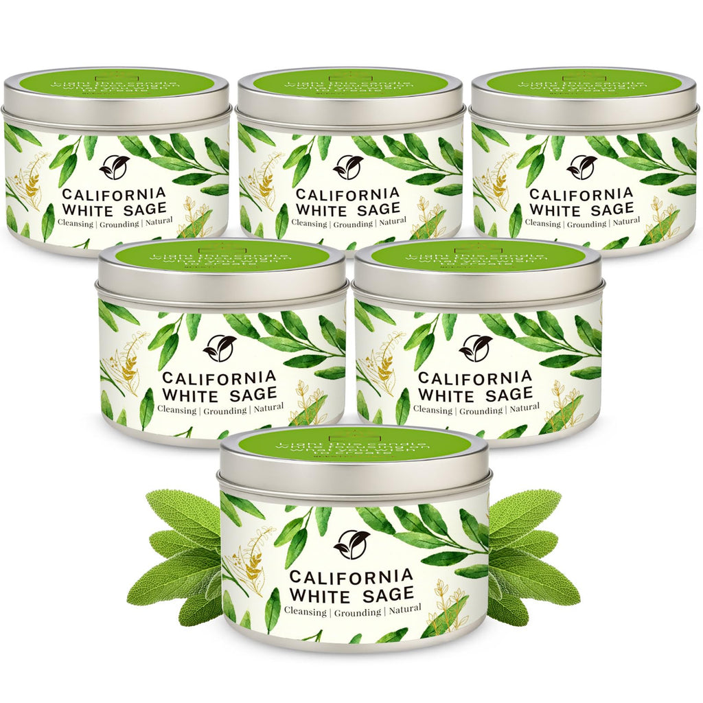 Sage Candles Gift Set, 6 Pack Soy Wax White Sage Aromatherapy Candles