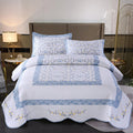 3 Pieces Cotton Quilted Embroidered Bedspread Set Oversized Lightweight Reversible Coverlet Comforter Soft Warm