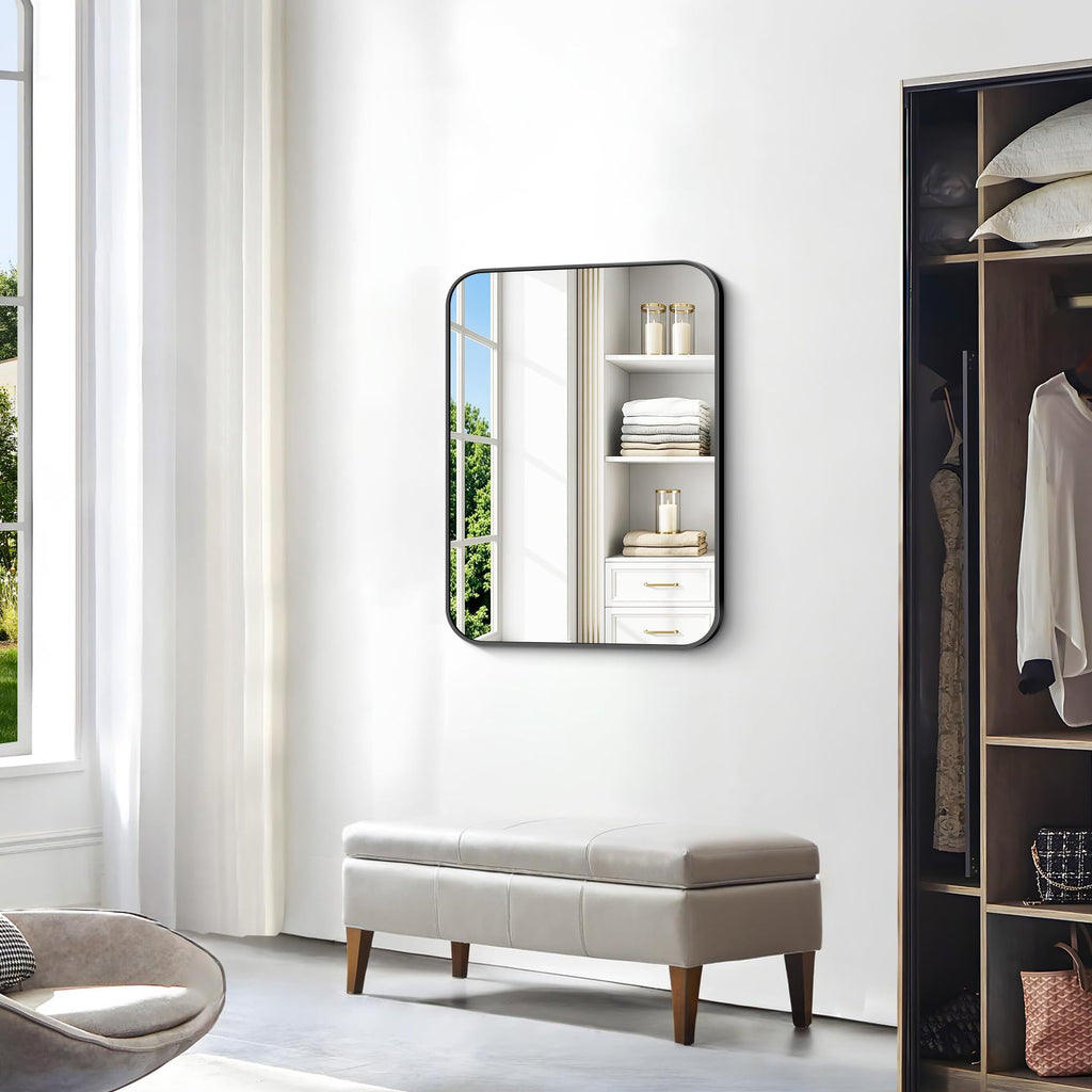 24x30 inch Bathroom Mirror 2-Pack, Black Rectangle Mirror