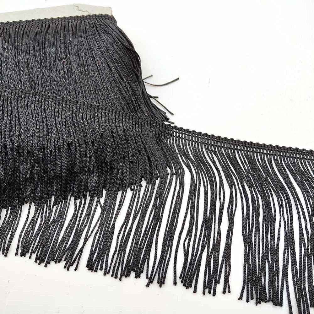 6" Chainette Fringe Trim Tassel Sewing Trim for DIY Craft Latin Dress Lamp Shade Decoration Black - 10 Yards