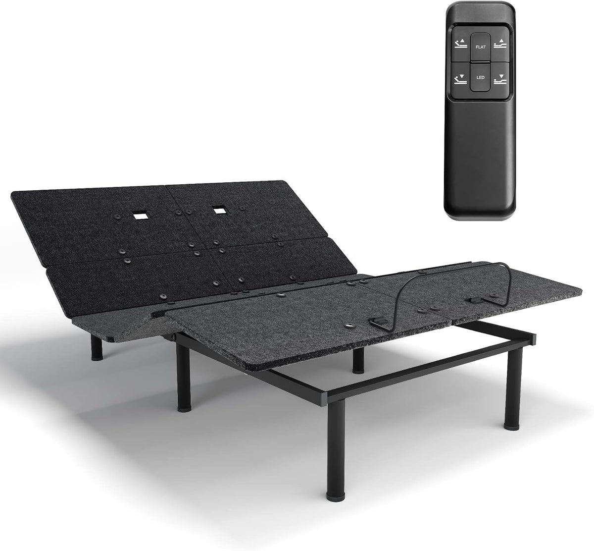 Adjustable Bed Base with Remote, Electric Reclining Bed with Head & Foot Incline, LED Under-Bed Lighting and Dual USB