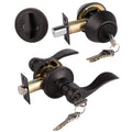 Front/Exterior Door Lever Lockset with Single Cylinder Deadbolt, 1 Pack Keyed Alike Oil Rubbed Bronze Combination