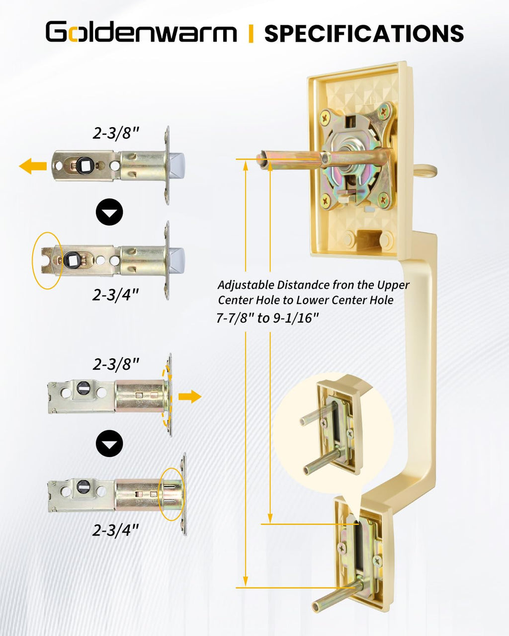 Double Door Handle Set, Gold Double Door Handleset with Dummy