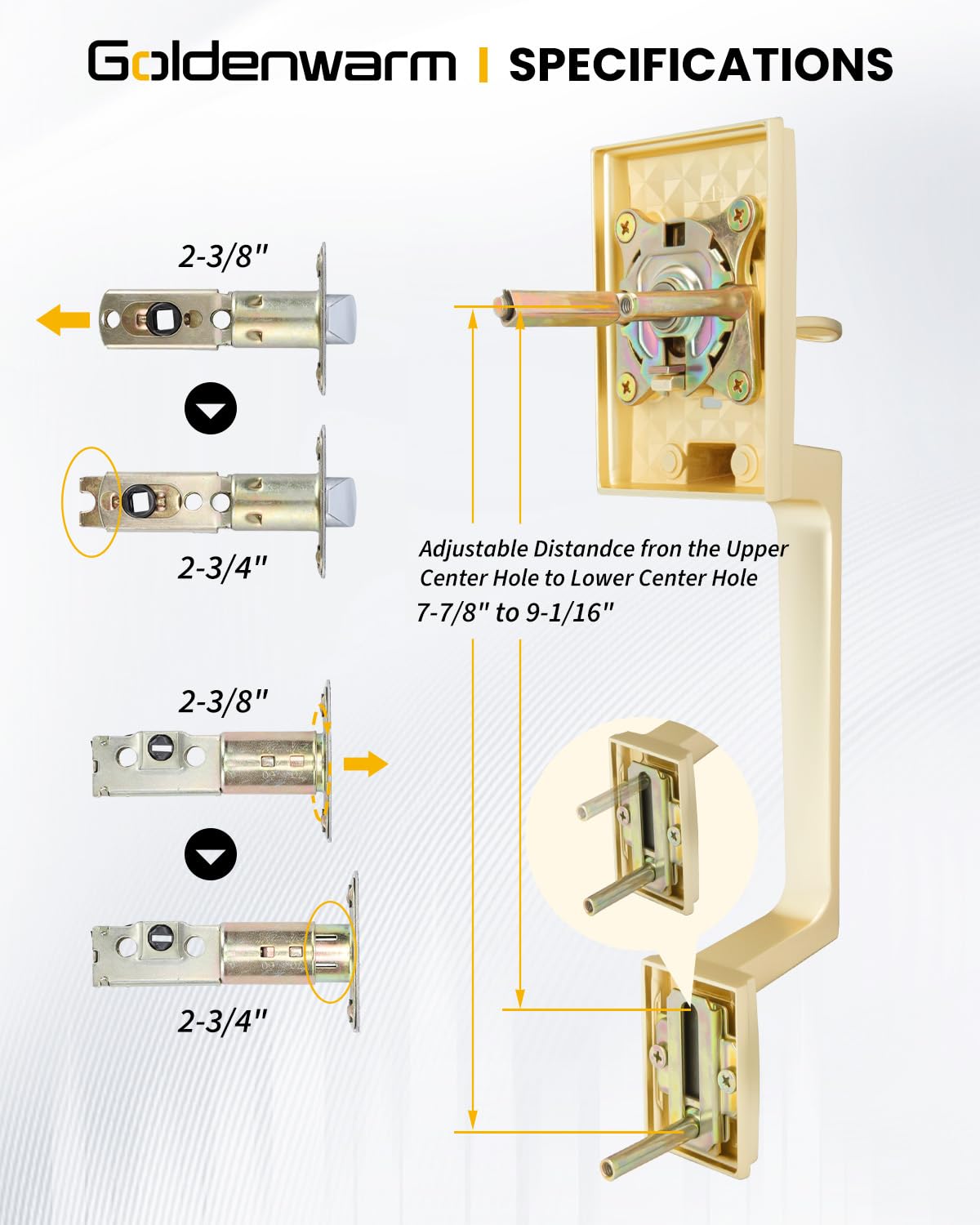 Double Door Handle Set, Gold Double Door Handleset with Dummy