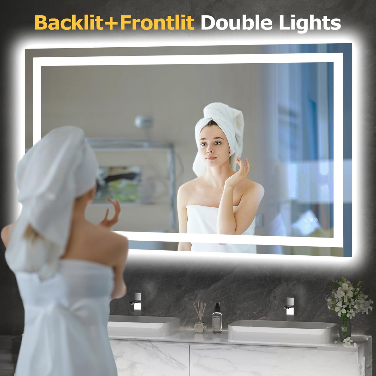60"X36" LED Bathroom Mirror with Lights, UL Listed