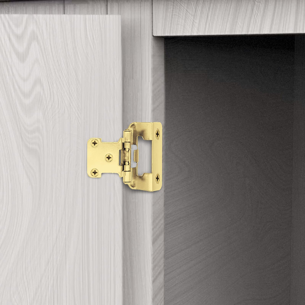 20 Pack (10 Pairs) 1/2 Inch Overlay Partial Wrap Hinges Brass Gold