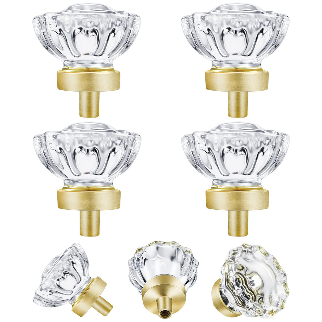 Crystal Drawer Knobs Vintage 4 Pack, Glass Knobs for Cabinets and Drawers,Dresser, Kitchen Bathroom Cupboard, Brushed