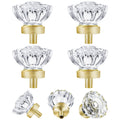 Crystal Drawer Knobs Vintage 4 Pack, Glass Knobs for Cabinets and Drawers,Dresser, Kitchen Bathroom Cupboard, Brushed