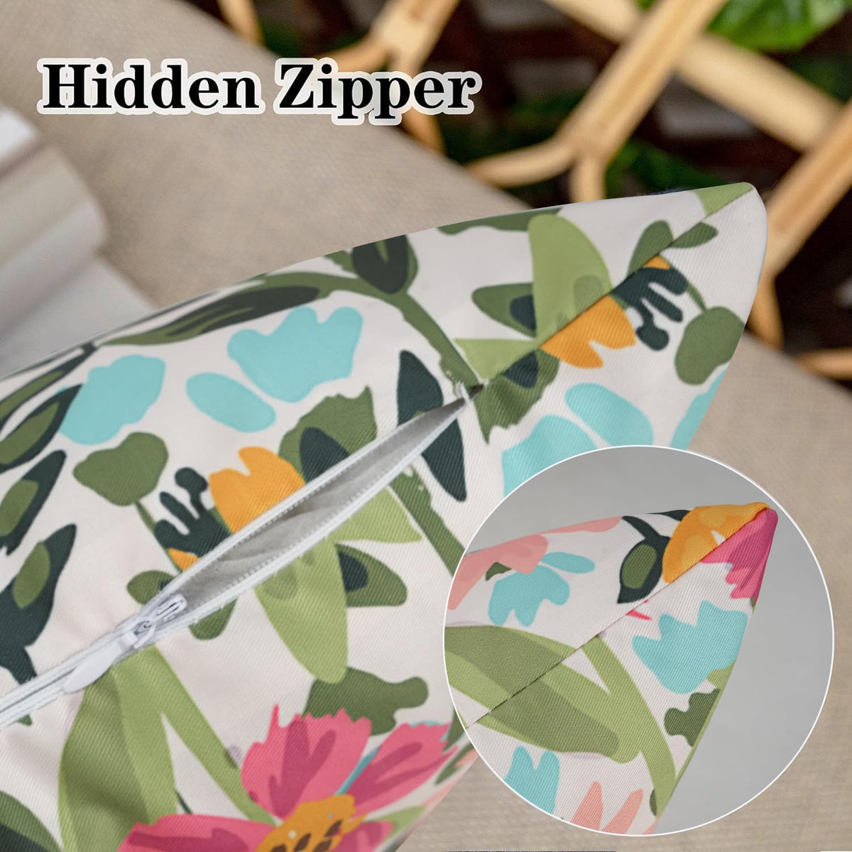 Outdoor Pillows Cover Pack of 2 Floral Waterproof Throw Pillow Covers 12X20 inch Outdoor Lumbar Pillows Furniture