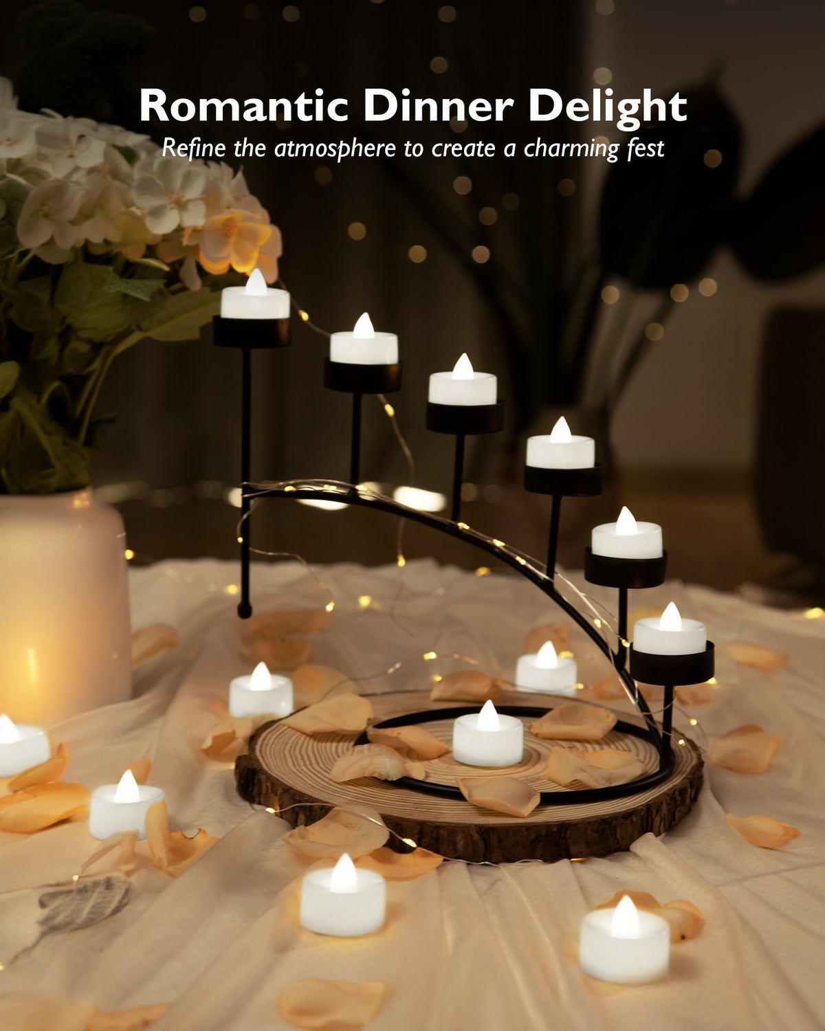 100Pack Flameless LED Tealight Candles, 200+ Hours, Cool White Light