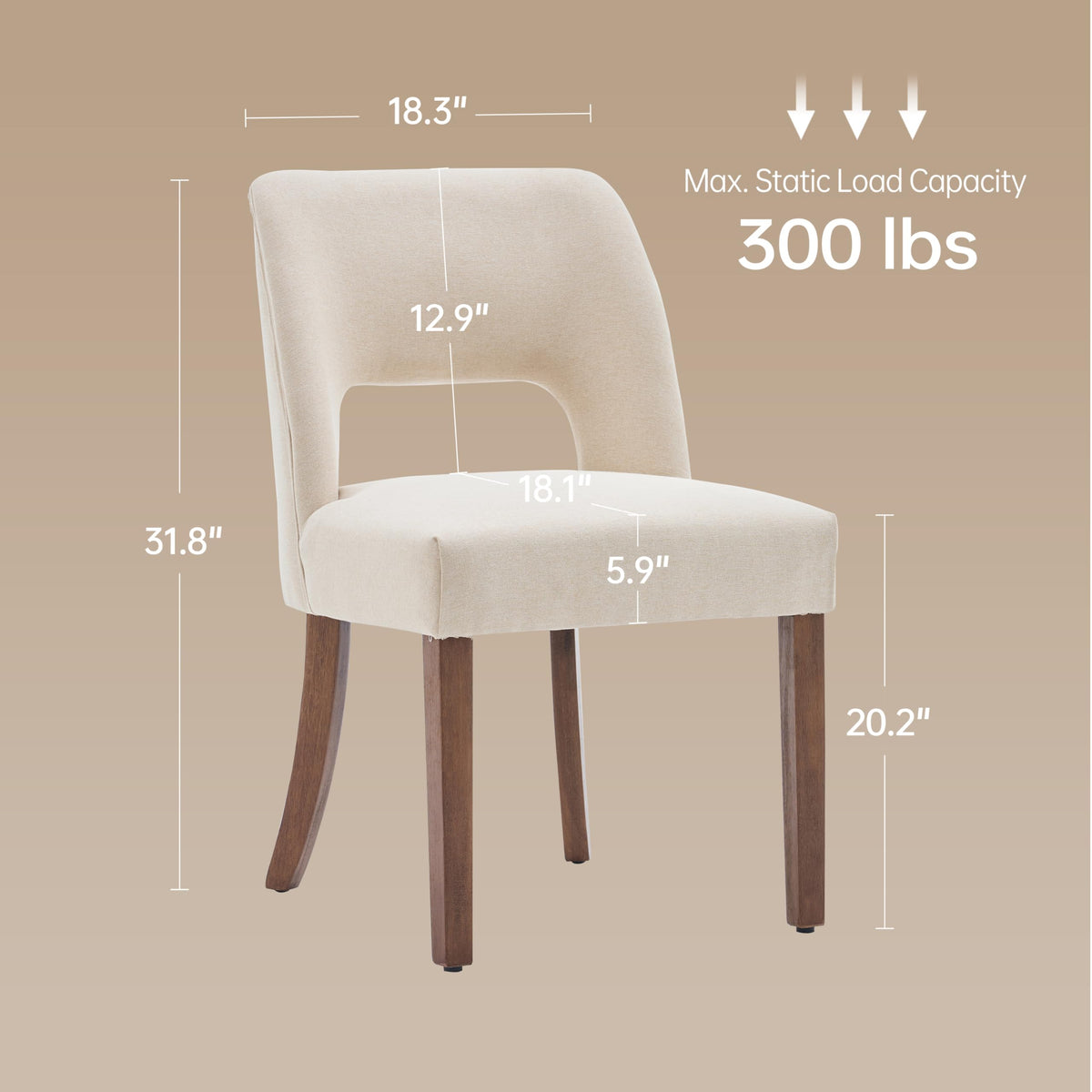 Wooden Set of 2 with Rubberwood Legs and Open Back