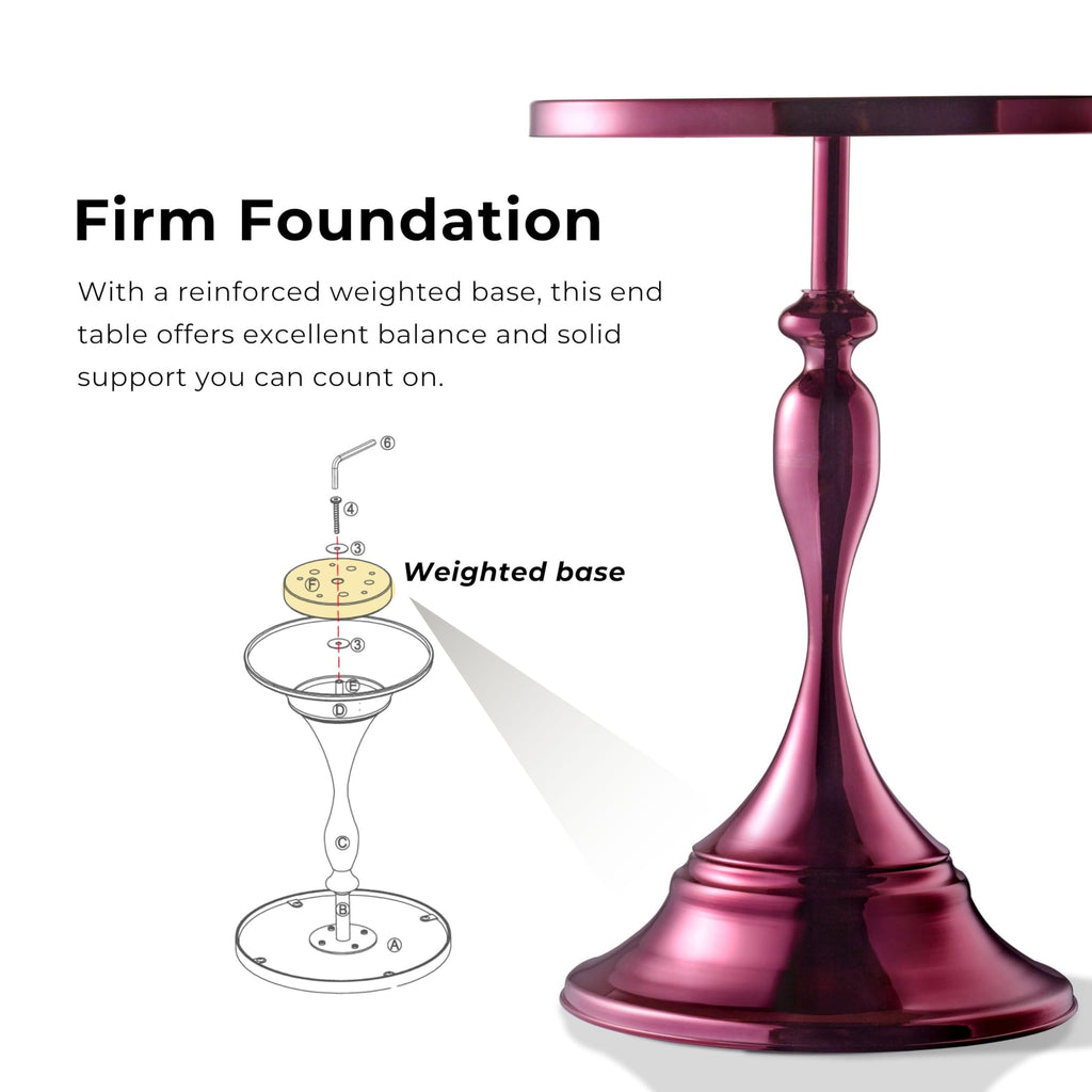 Inspired Saarinen Style Halric Modern 24" Tall Round with Decorated Tabletop and Iron Metal Base, Accent Furniture, Elegant Pedestal Stand