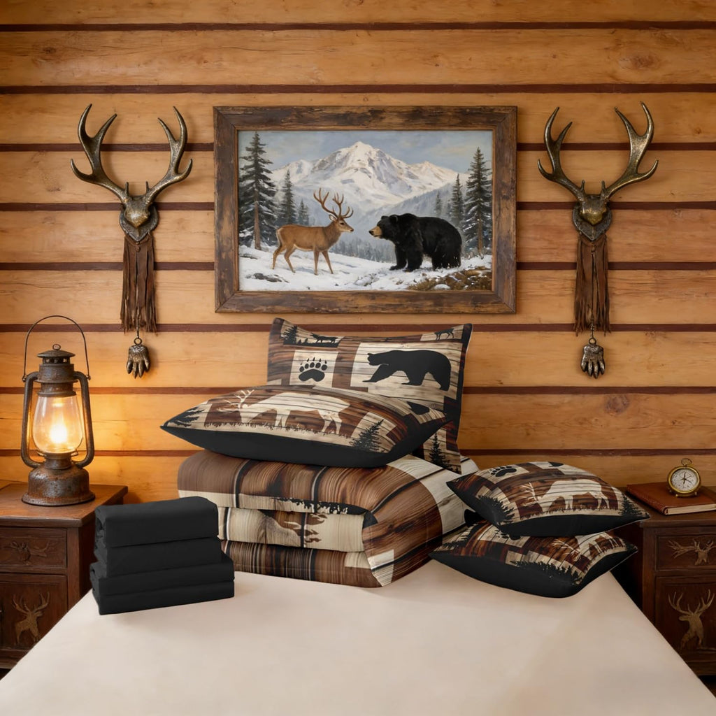 Rustic Farmhouse Patchwork Comforter Set with Sheets