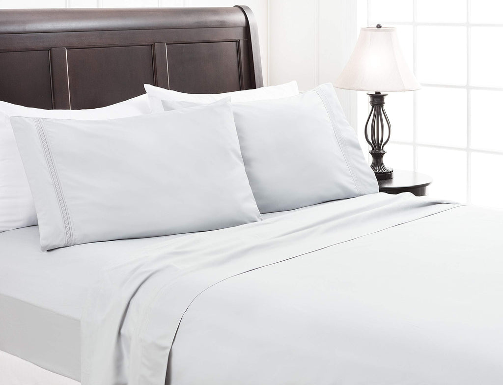 Premium Soft Gray King Bed Sheets Set 4-Piece - Percale Microfiber - Fitted Sheet Flat Sheet and Pillow Cases - Deep