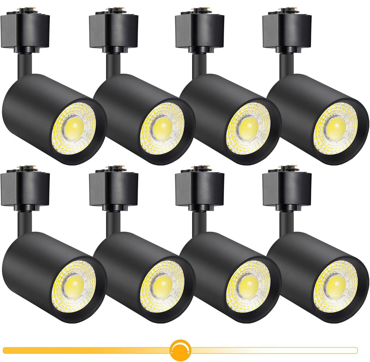 L Type LED Track Lighting Heads Dimmable 10W 3000K, 8 Pack, Black