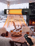 32" Wall Mounted Electric Patio Heater, 1500W Infrared Outdoor Heater with Remote, IPX5 Waterproof, 3 Heat Levels &