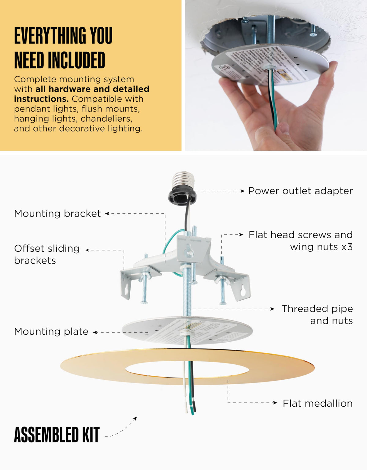 R56 Recessed Can Light Conversion Kit w/ 7"3⁄4 Flat Ceiling Medallion - Home Improvement for 5" & 6" Cans, Converter