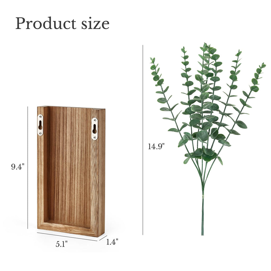 2 Pack Wall Planter Vase with Fake Eucalyptus Plants for Wall Decor