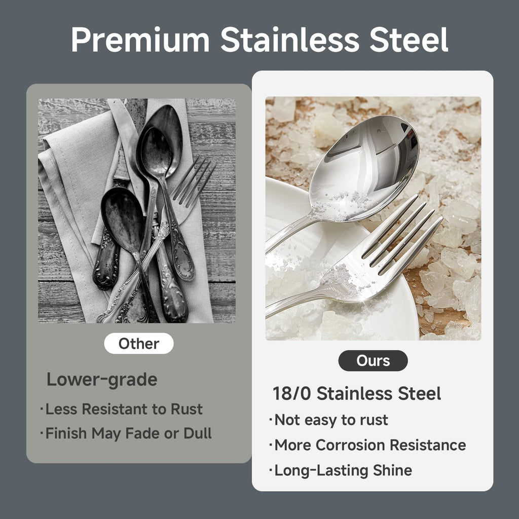 8.17 Inch Dinner Forks, Set of 16, Food Grade Stainless Steel Flatware, Mirror Polished, Smooth Edge, Dishwasher Safe