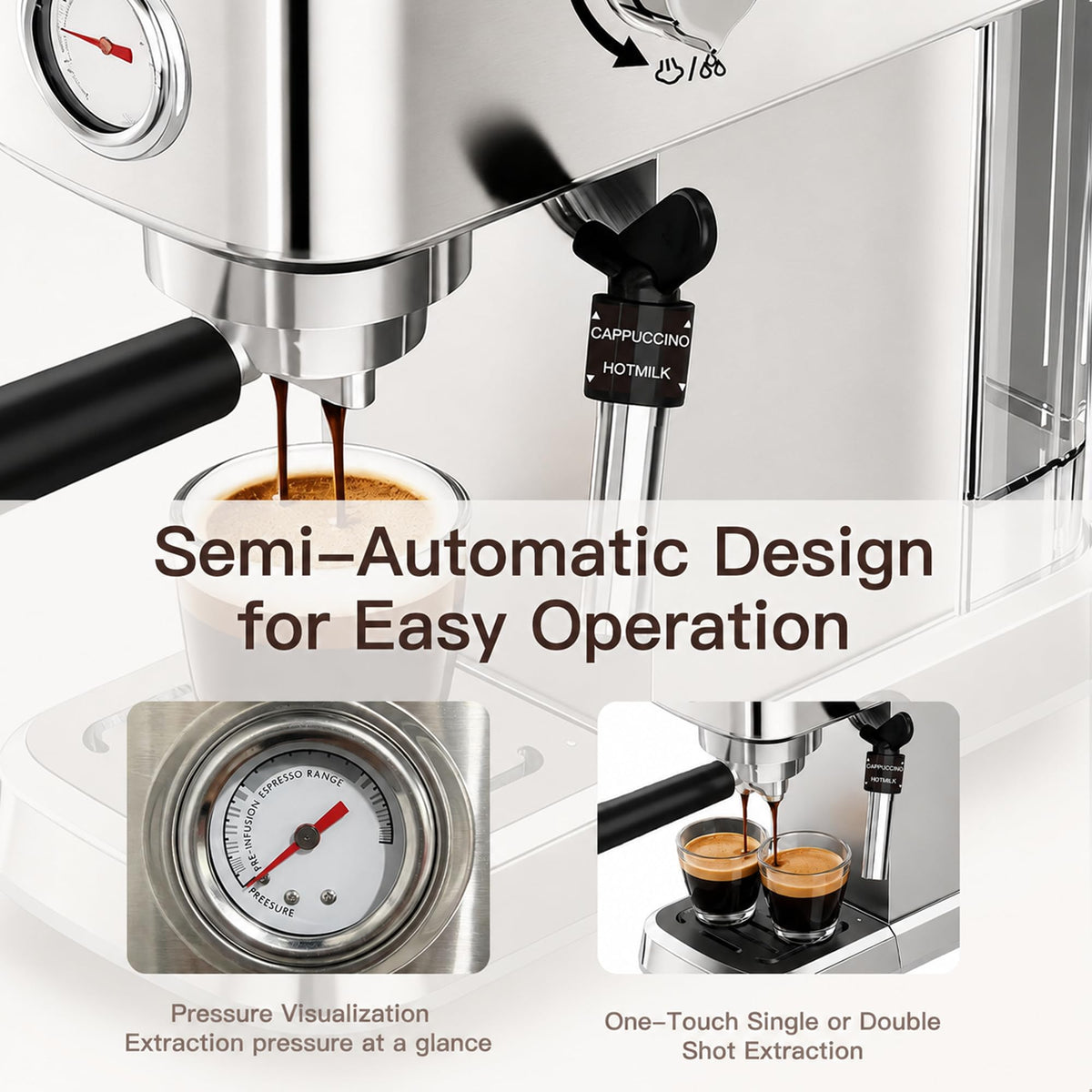 Espresso Machine, 20-Bar Pump Espresso Maker with Milk Frother