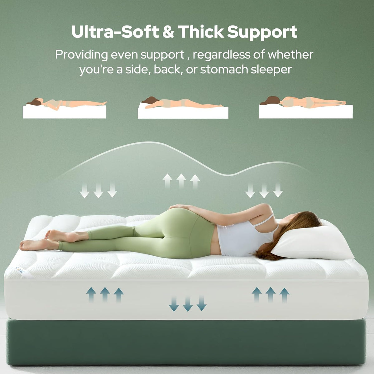 Full Size Mattress Topper, Soft TencelTM Blend Pillow Top Bed Pad | Extra Thick 800 GSM and Breathable Naturally