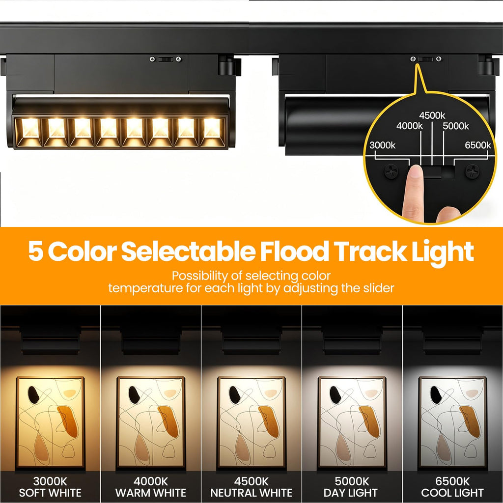 5 Color Linear H Track Lighting Heads Dimmable, Black 20W 1 Pack