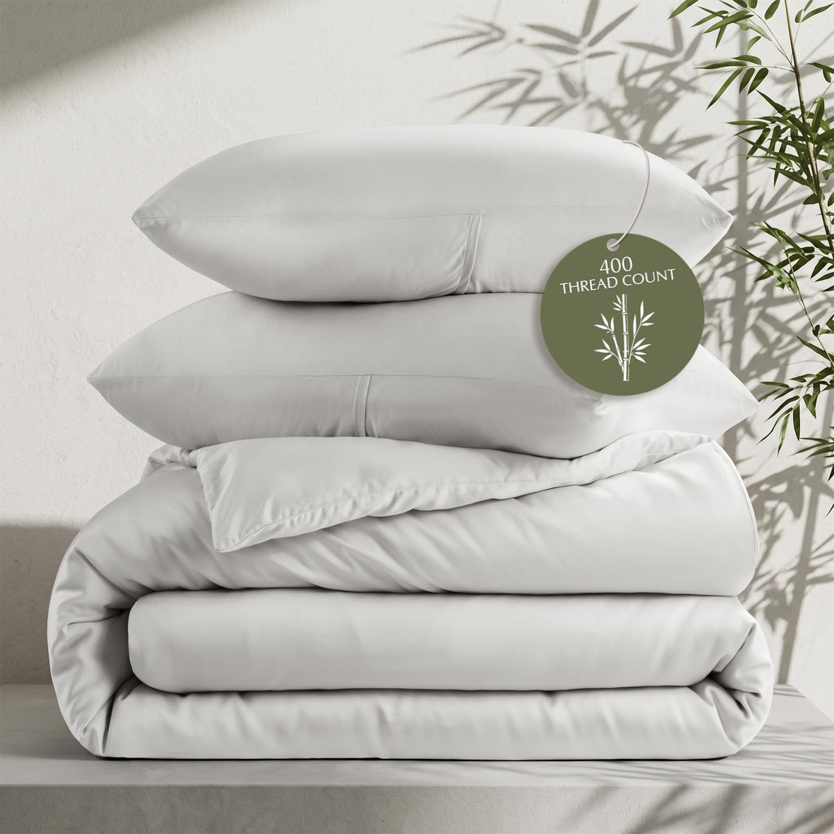 100% Rayon from Bamboo Duvet Cover Set, Frost Gray