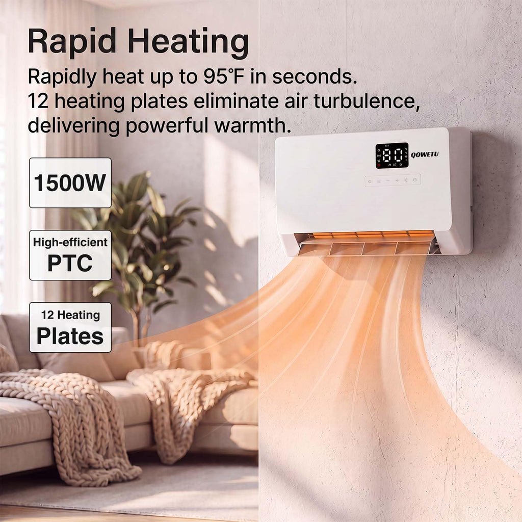 1500W Electric Wall Heater for Indoor Use with Remote Control