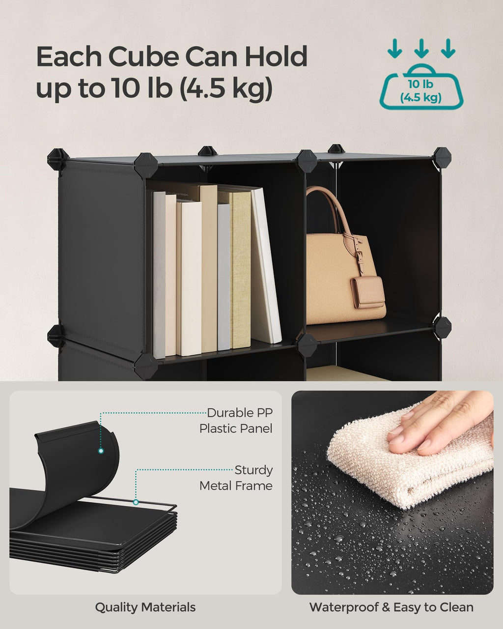 Cube Storage Organizer, Set of 16 Plastic Cubes, Closet Storage Shelves, DIY Plastic Closet Cabinet, Modular