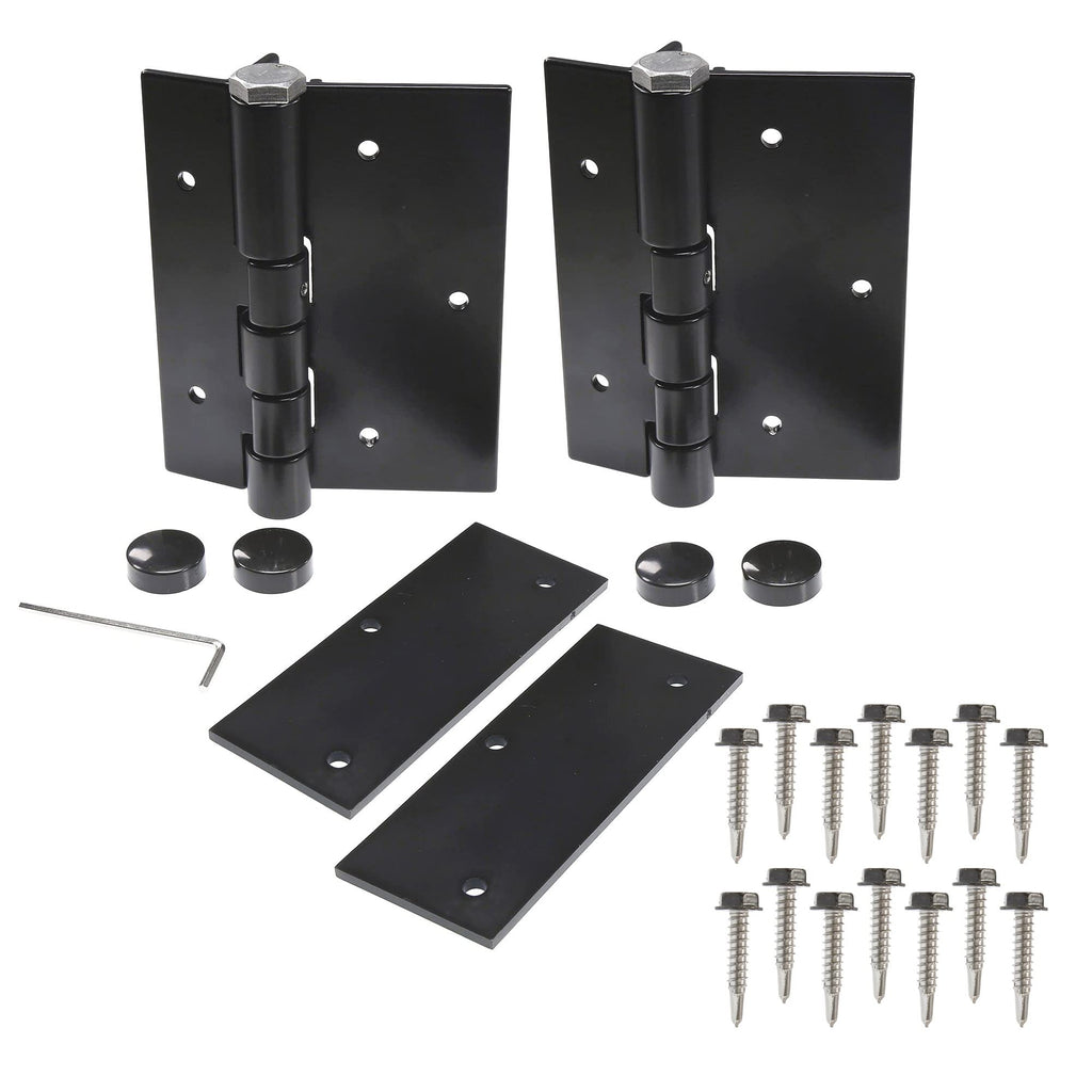 Pair of Aluminum Black Self-Closing Fence Gate Hinges for Aluminum | Vinyl | Iron | Wood Gates (Black)