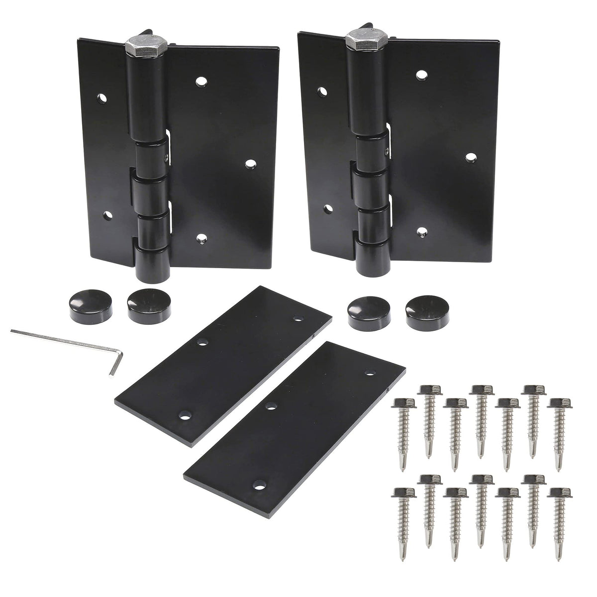 Pair of Aluminum Black Self-Closing Fence Gate Hinges for Aluminum | Vinyl | Iron | Wood Gates (Black)