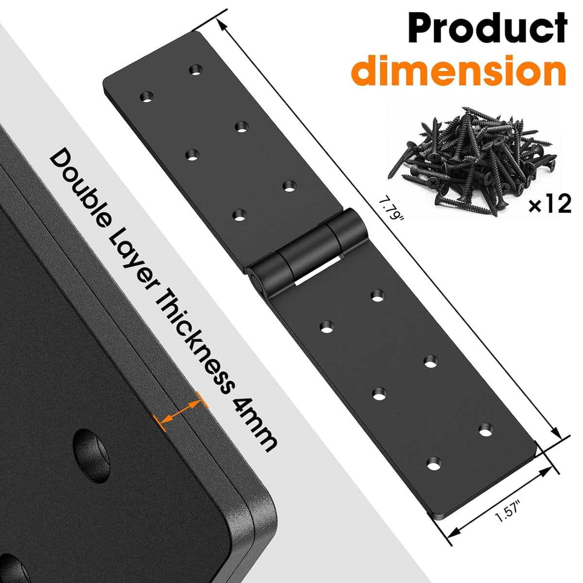 Heavy Duty Gate Hinges, 270 degree Wood Door Hinge for Fence Barn Doors