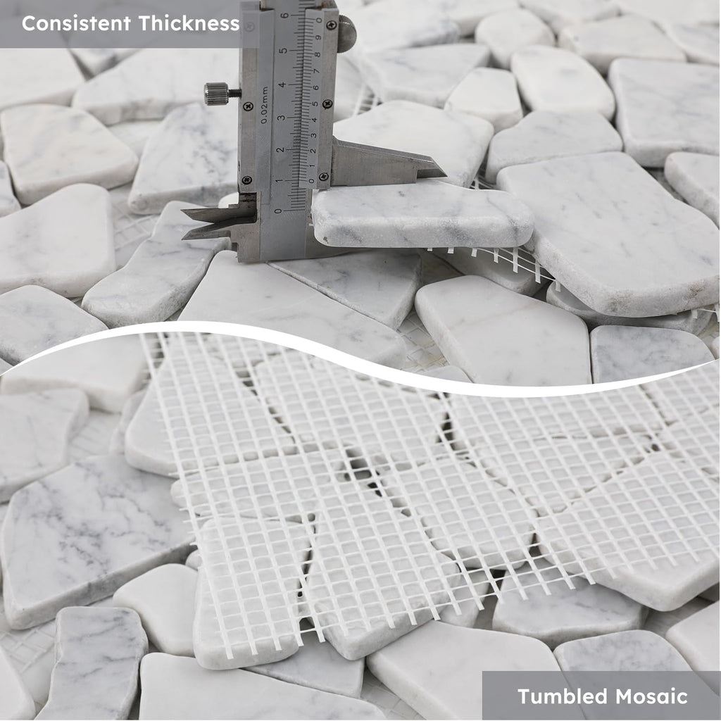 Stone for Shower Floor, Carrara White Random, 4 Sheets