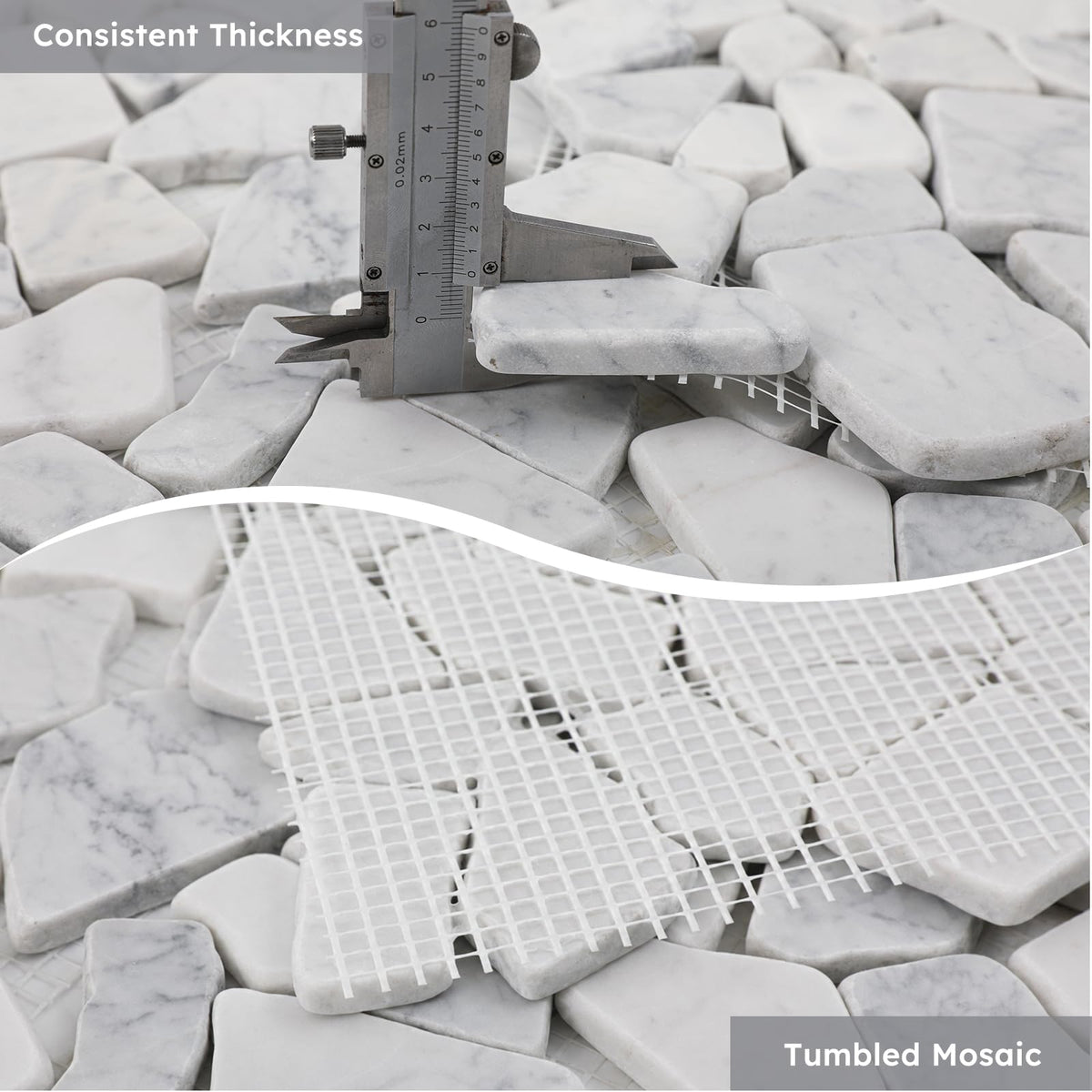 Stone for Shower Floor, Carrara White Random, 4 Sheets